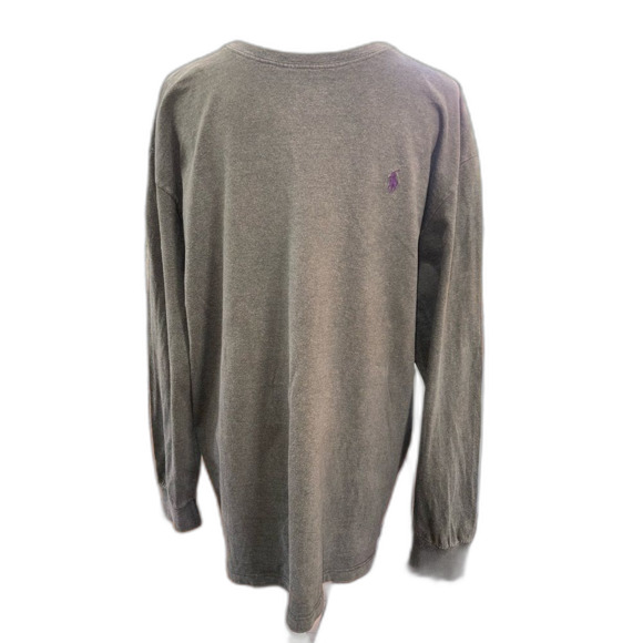 Polo Ralph Lauren Army Green Long Sleeve Crew Neck Tee Navy Pony Logo Men’s L - Picture 2 of 6